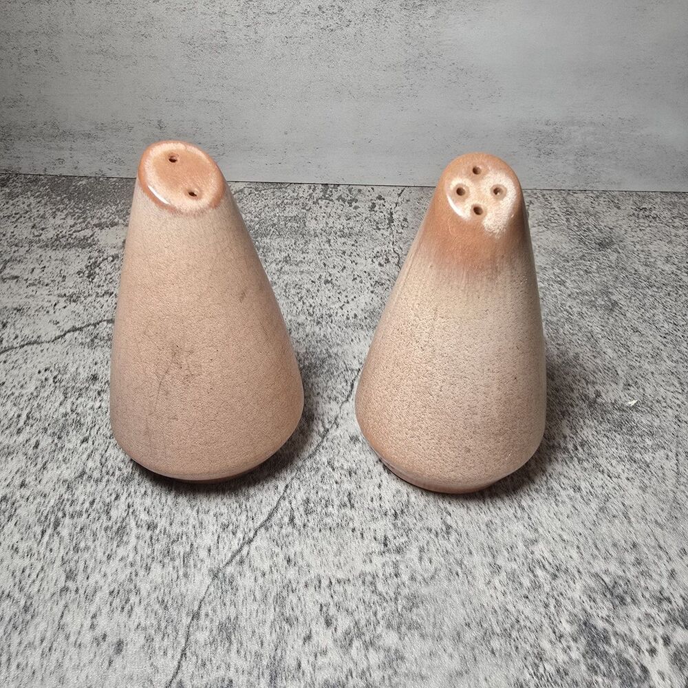 Vintage 60s FRANKOMA POTTERY Prairie Brown & Tan Salt and Pepper Shakers Set MCM